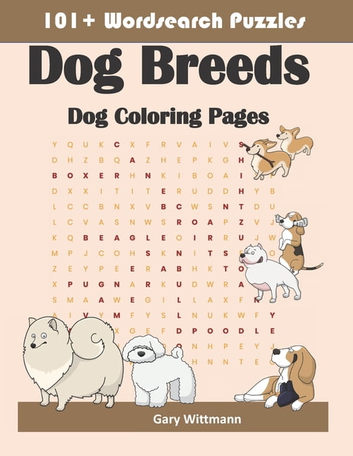 101+ Word Search Puzzles Dog Breeds: Dog Coloring Pages (Paperback ...