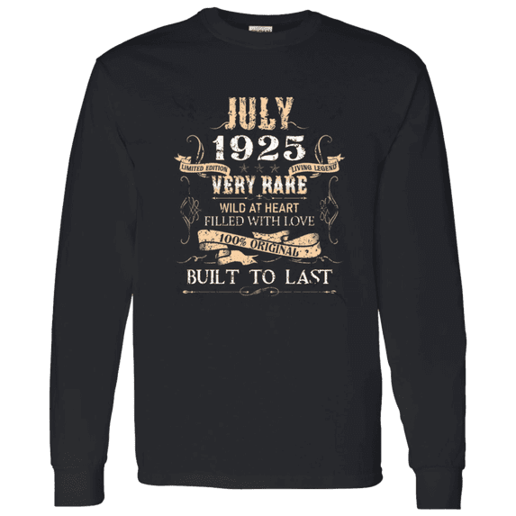 101 Years Old 101St Birthday Legend Vintage July 1925 Bday Long Sleeve Shirt