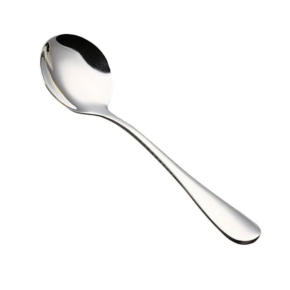1010 Handle Tableware Stainless Steel Spoon Round Head Minimalist Tableware Reusable for Dining, Coffee, Fruit, and More