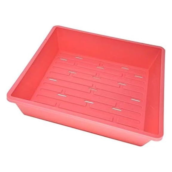 1010 Microgreen Tray, Pink 10 Pack, with Drain Holes Extra Strength Flat, Grow Seedlings Plants Wheatgrass Hydroponic Systems Sprouting Fodder Starter