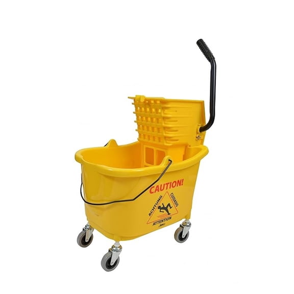 1010 Mop Bucket Side Press Wringer Combo, 35 Quart, 8.5 gal, Plastic, Yellow
