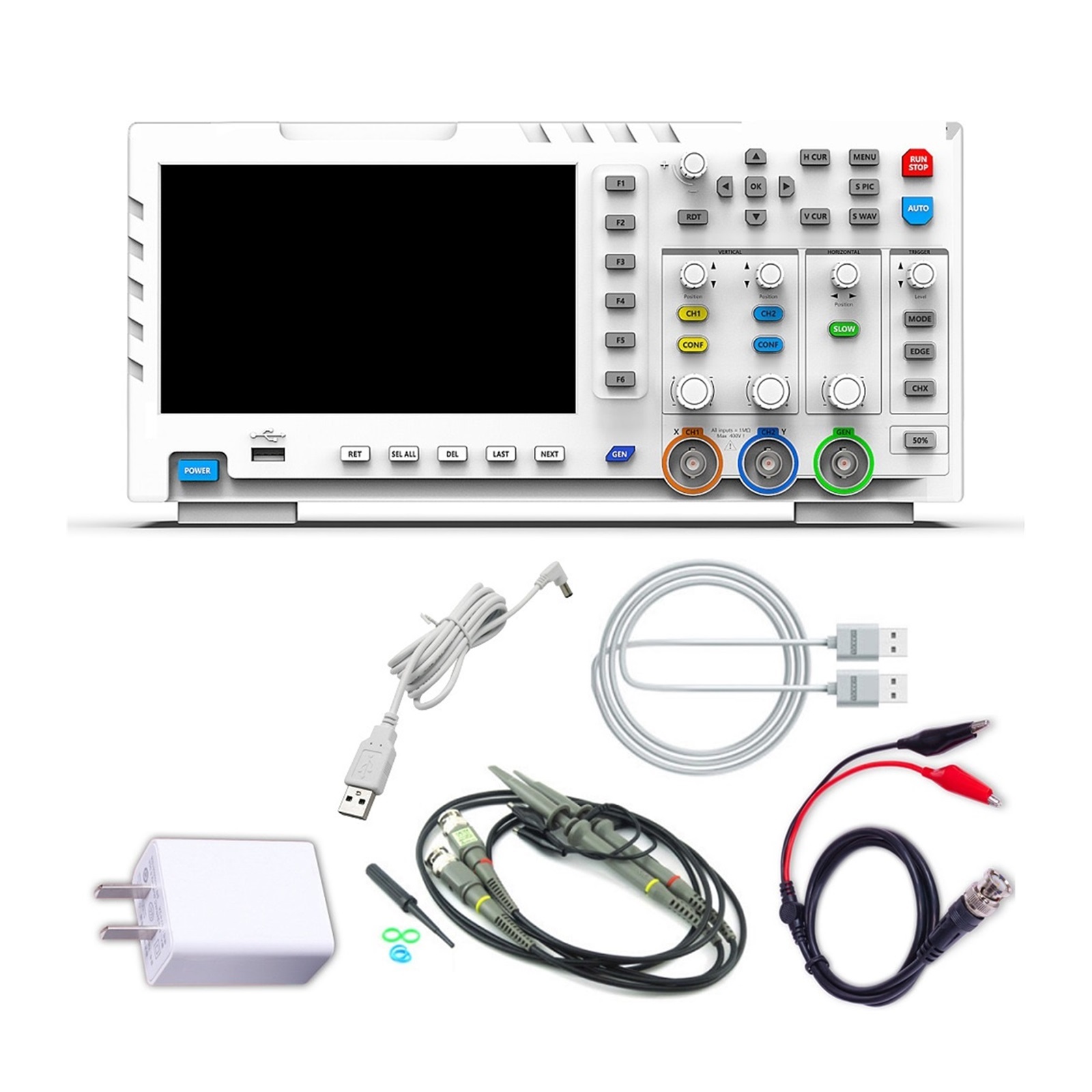 1014D Desktop Oscilloscope 100MHZ*2 1GS/s 2 In 1 Dual Channel Digital Oscilloscope 10MHZ Signal Generator ,Professional Designed