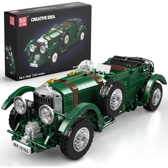 10166 Blower Car Building Sets, 1147+Piece MOC Oldtime Classic Sports Car Building Block Kits, Collectible Racing Supercar Model for Adult