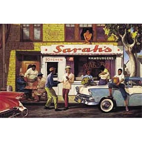 1017-08x10-BA 8 x 10 in. Sarahs Bbq Black Art Poster Print by Sarah Jenkins