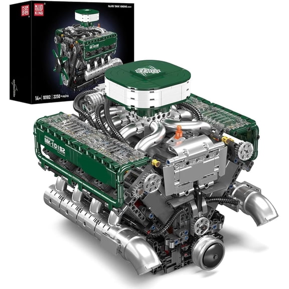 10182 V8 Engine Building Blocks Sets, MOC V8 Tank Engine Model Kit with Battery and Motor, Collectable 8 Cylinder Combustion Car Engine Model Toys for (2250 PCS)