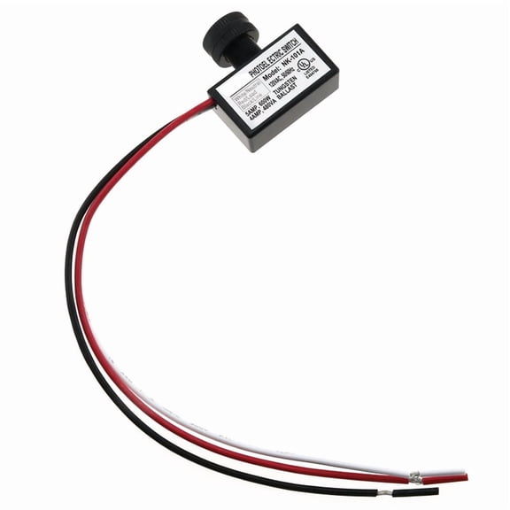 -101A Outdoor Photocell Light Sensor - Dusk to Dawn Daylight Control Switch 120VAC 50/60Hz, Plastic, 1 Pack with Nuts and Washer