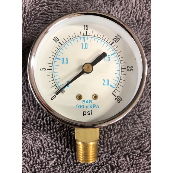 101D-254C 2-1/2"Dry Utility Pressure Gauge Black Steel 1/4"Npt Lm Kpa Bar 30 Psi