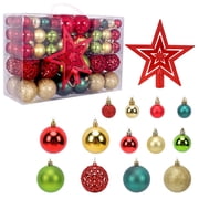 101 Pcs Christmas Ball Ornaments Set, 2.36 inch Small Mini Shatterproof Christmas Tree Decorations Set, Red & Green & Gold Hanging Holiday Baubles Bulk for Xmas Wreath, Garland, Party Home Decor