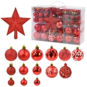 101Pcs Christmas Ball Ornaments Set with Round Decorations,Tree Top Star,Shatterproof Seasonal Hanging Decorations with Reusable Hand-held Gift Package for Xmas Tree Holiday Party and Home DecorRed