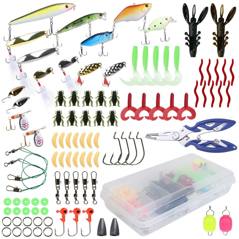 101Pcs Fishing Lures Kit Tackle Box iMounTEK Soft Plastic Fishing Baits Set  Spoon Fishing Gear Tackle with Soft Worms Crankbaits Box for Freshwater  Saltwater to Bait Bass Trout Salmon 