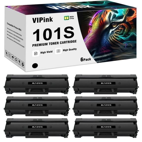 Compatible Toner Cartridge Replacement for Samsung MLT-D101S 101S MLTD101S to use with ML-2166W ML-2160 ML-2165 SCX-3405W ML-2165W SCX-3405FW SCX-3400 SCX-3401FH SF-760P Printer 6 Black