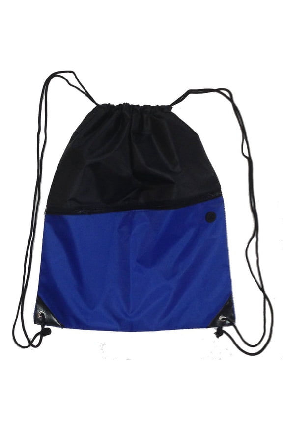 Blue/Black Drawstring Backpack with Wet Pocket 20 in by 16 in