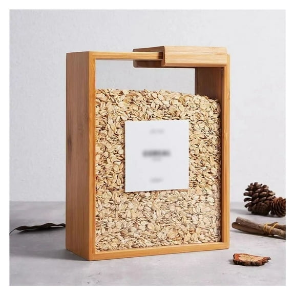 101oz /3L Clear Large Wooden Cereal Containers Storage for Cereal, Rice, Snack, Candy Storage