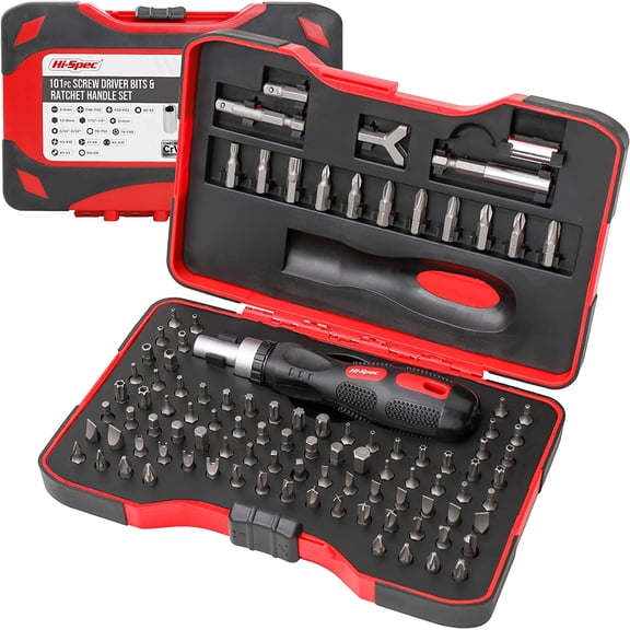 101pc Multi Bits Screwdriver & Ratcheting Handle Tool Set Kit. Complete 1/4 Hex Screwdriving with Tamper Proof Security Driver Bits