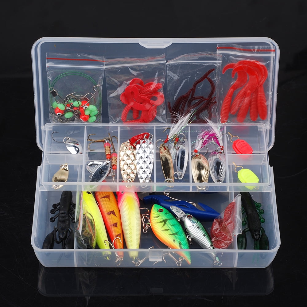  Freshwater Fishing Tackle Starter Kit, 161pcs Bass Worm Soft Lures  Set with Tackle Box Including Fishing Worms, Jigs, Hooks, Swivels for Bass  Walleye Trout Catfish : Sports & Outdoors