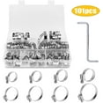 thumbnail image 1 of 101pcs Hose Clamps Kit,8 Sizes 8-44mm 304 Stainless Steel Hose Clamps Assortment,Hose Clamp Stainless Steel for Pipe,Mechanical and Automotive Application, 1 of 9
