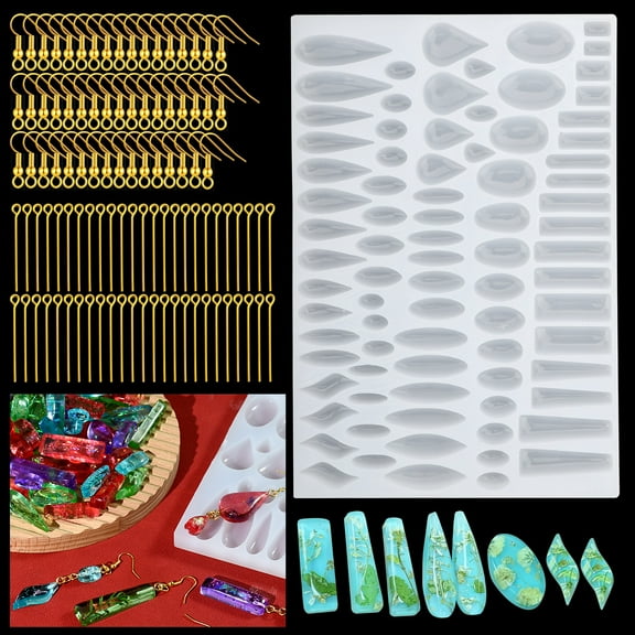 101pcs Silicone Resin Molds Kit, EEEkit DIY Necklace Earring Jewelry Molds Making Craft for Beginner