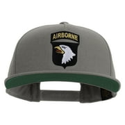101st Airborne Division Embroidered 5 Panel Flat Bill Twill Snapback Solid Cap - Dk Grey OSFM