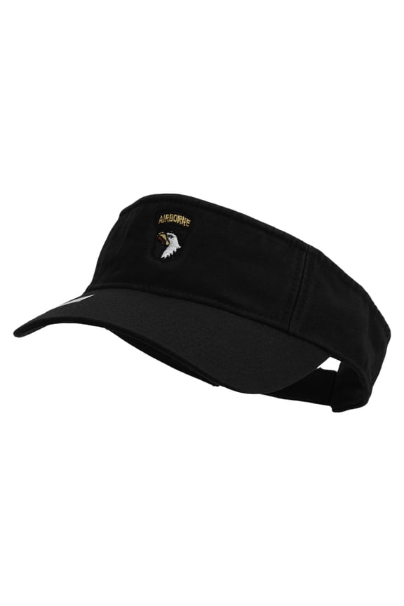 101st Airborne Division Embroidered Cotton Twill Washed Visor - Black OSFM