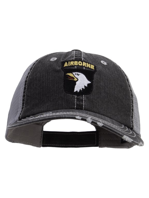 101st Airborne Division Embroidered Low Profile Special Cotton Mesh Cap - Black OSFM