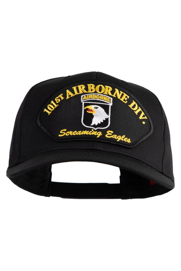 101st Airborne Division Screaming Eagles Patched Solid Cotton Twill Pro Style Cap - Black OSFM