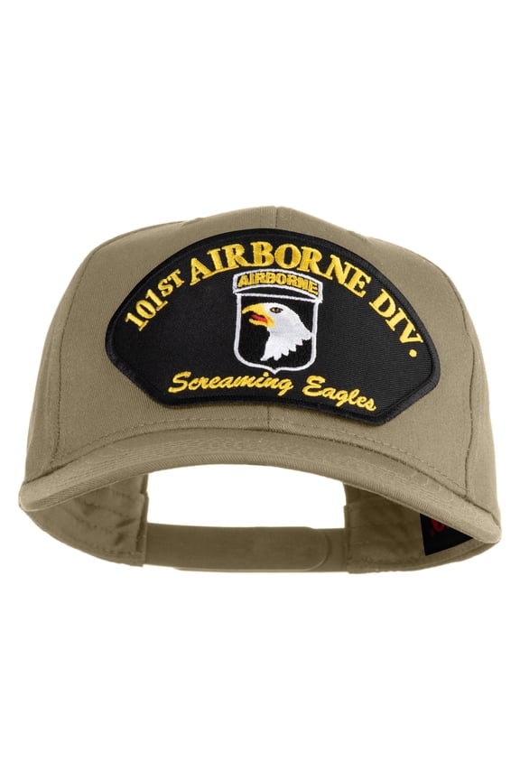 101st Airborne Division Screaming Eagles Patched Solid Cotton Twill Pro Style Cap - Khaki OSFM