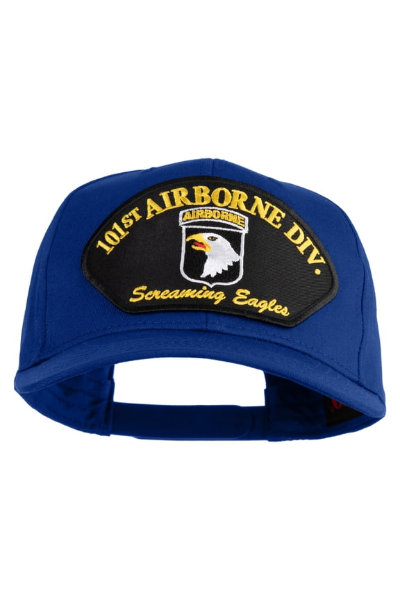 101st Airborne Division Screaming Eagles Patched Solid Cotton Twill Pro Style Cap - Royal OSFM