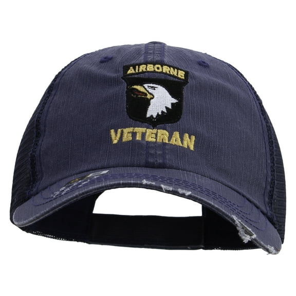 101st Airborne Veteran Embroidered Low Profile Special Cotton Mesh Cap - Navy OSFM