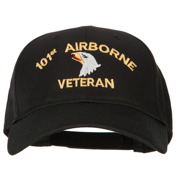 101st Airborne Veteran Embroidered Solid Cotton Pro Style Cap - Black OSFM