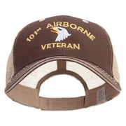 101st Airborne Veteran Logo Big Size Garment Washed Cotton Twill Mesh Cap - Brown Beige XL-3XL