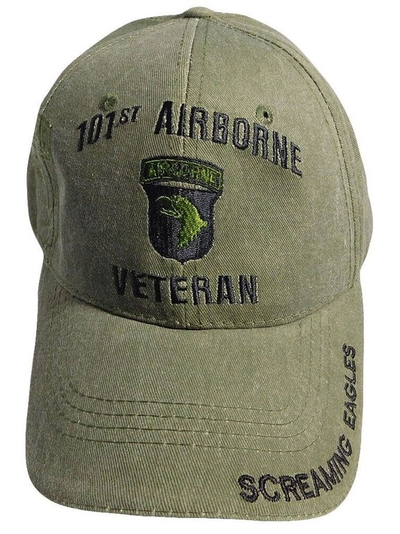 101st Airborne Veteran Screaming Eagles Olive OD Adjustable Embroidered Cap Hat