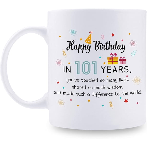 101st Birthday Gifts for Women - 101 Birthday Gifts for Teacher Doctor Boss Mom Grandma Wife Sister Aunt Cousin Coworker - 11 oz Coffee Mug