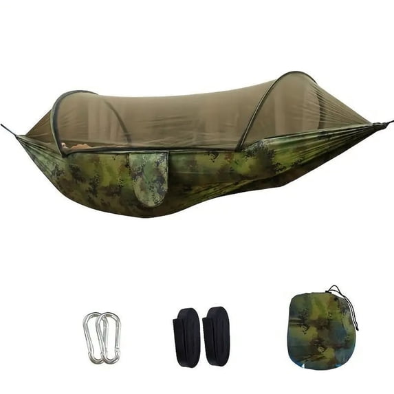 102.3x55 Inch Camping Hammock with Mosquito Net and Tree Straps Carabiners,Portable Camping Hammock with Net and Heavy Duty Straps,Foldable Outdoor Hanging Bed for Camping Backpacking Travel Hiking