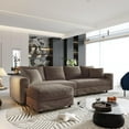 thumbnail image 1 of 102.4'' Oversized Corduroy Couch, Modular Sectional Sofa with Ottoman, Upholstered 4 Deep Seat L Shape Sofa, Convertible Cloud Couches with Chaise Lounge for Living Room, Apartment, Camel, 1 of 11