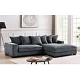 thumbnail image 1 of 102.4'' Oversized L Shaped Sectional Sofa with Chaise, 4 Seater Luxury Corduroy Fabric Cloud Couch, Soft Furry Deep Seat  Sofa with Pillows & Wide Arm, Right Facing, Dark Grey, 1 of 7