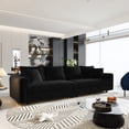 thumbnail image 1 of 102.4" Sectional Couch Modular Cloud Sofa Plush Corduroy Convertible Lounge Couches Oversized 4 Seat Comfy Sofa Deep Seat with 6 Pillows Solid Wood Frame for Living Room Reception Room Office, Black, 1 of 13