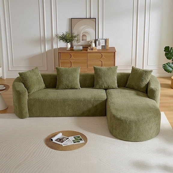 102" Curved Sectional Sofa with Chaise, 4 Seat Chenille Cloud Couch, Deep Seat L Shaped Modular Sofa, No Assembly Required