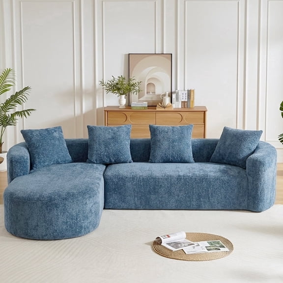 102" Curved Sectional Sofa with Chaise, 4 Seat Chenille Cloud Couch, Deep Seat L Shaped Modular Sofa, No Assembly Required