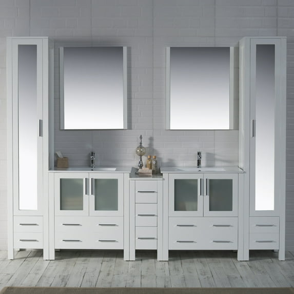 102" Freestanding Bathroom Vanity Cabinet - Glossy White