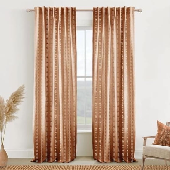 102 Inch Long Curtains,Boho Vintage Patterned Semi Sheer Psychedelic Tapestry Curtains for Bedroom