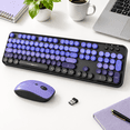Puple Combination 102 Keys Purple Black Wireless and Mouse Combo with Round Keycaps for ...