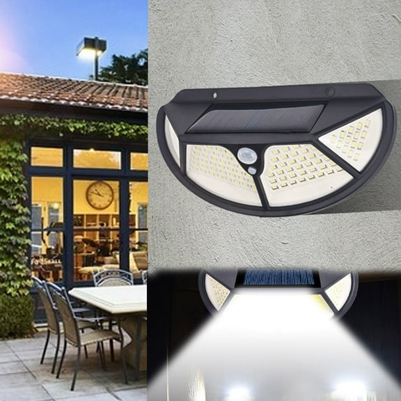 102 LED Solar Motion Sensor Wall Light 4-Side Glow - 180° Wide Angle IP65 Waterproof Security Light, Easy Install for Front Door Patio Garage Yard, Outdoor Solar Powered Wall Light, 6*3in, White