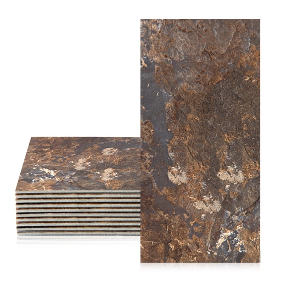 102 PCS 3'' × 6'' Stick on Subway Tile,Backsplash Tile Peel and Stick for Stove Kitchen,Fireplace,Rust Slate