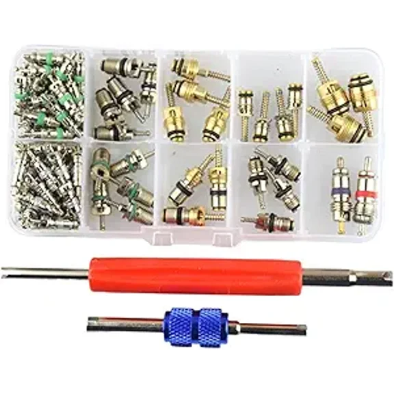 102 Pcs AC Valve Core Removal Tool Kit, R12 R134a Automotive Air Conditioning Valve Stem Extractor Set for Mechanics(xxw)