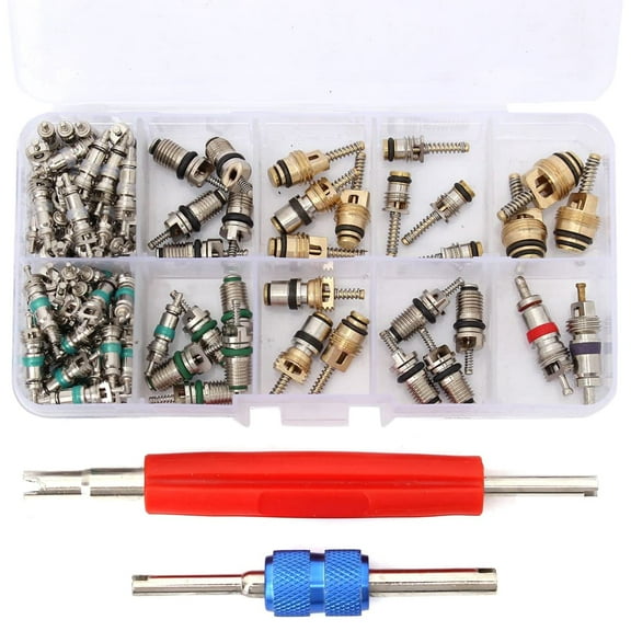 102 Pcs Air Conditioning Valve Core Kits R134A Car A/C Core Valves Remover Tool