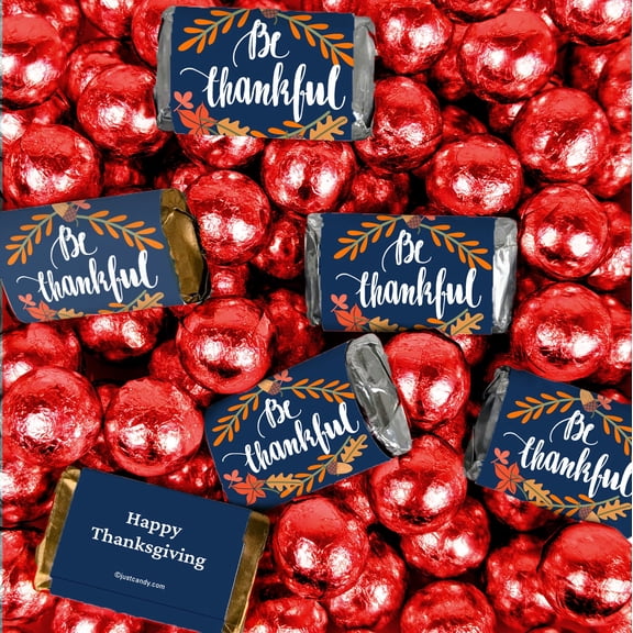 102 Pcs Fall Be Thankful Assorted Hershey's Miniatures and Red Milk Chocolate Balls (1.62lb)