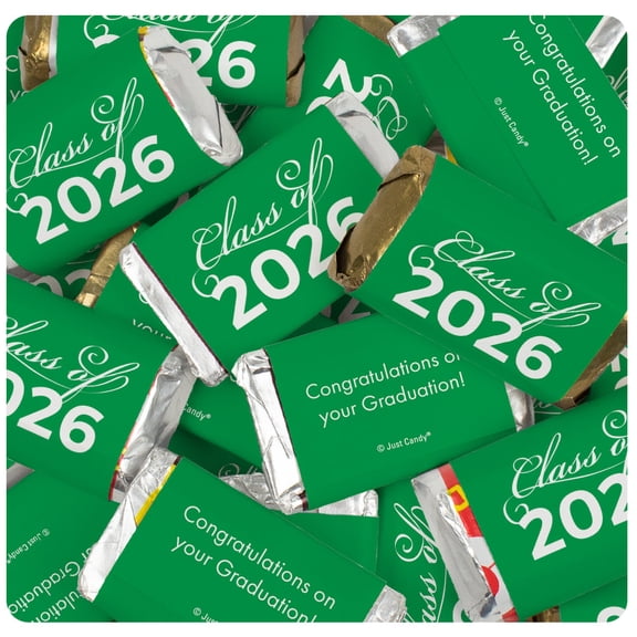 102 Pcs Green Graduation Candy Favors Class Of 2026 Wrapped Miniatures (1.8lb Bag)