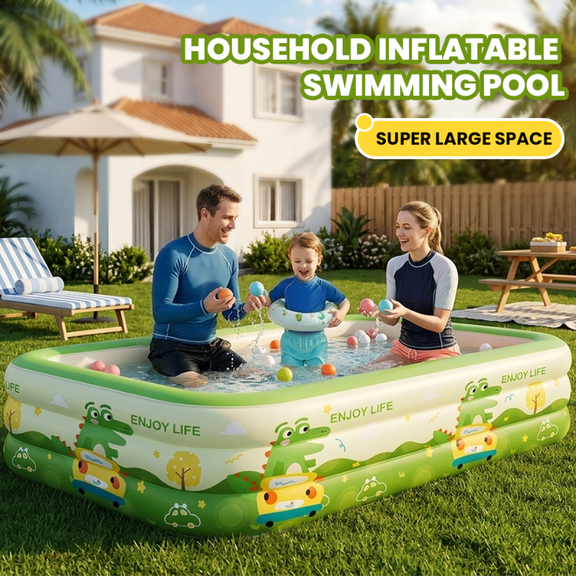 102'' Rectangular Family Inflatable Swimming Pool for Kids Ages 3+ Backyard Family Party