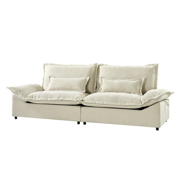 102" Modern 3-Seater Sofa with Storage, Tool-Free Assembly for Living Room Apartment, Beige