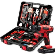 102 pc Tool Set with Power Drill, Cordless Hammer Drill Tool Kit 110Pcs Household Power Tools Drill Set with 21V Li-Ion Battery & Charger for Home Tool Kit
